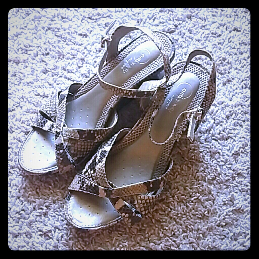 Snakeprint Heeled Sandals